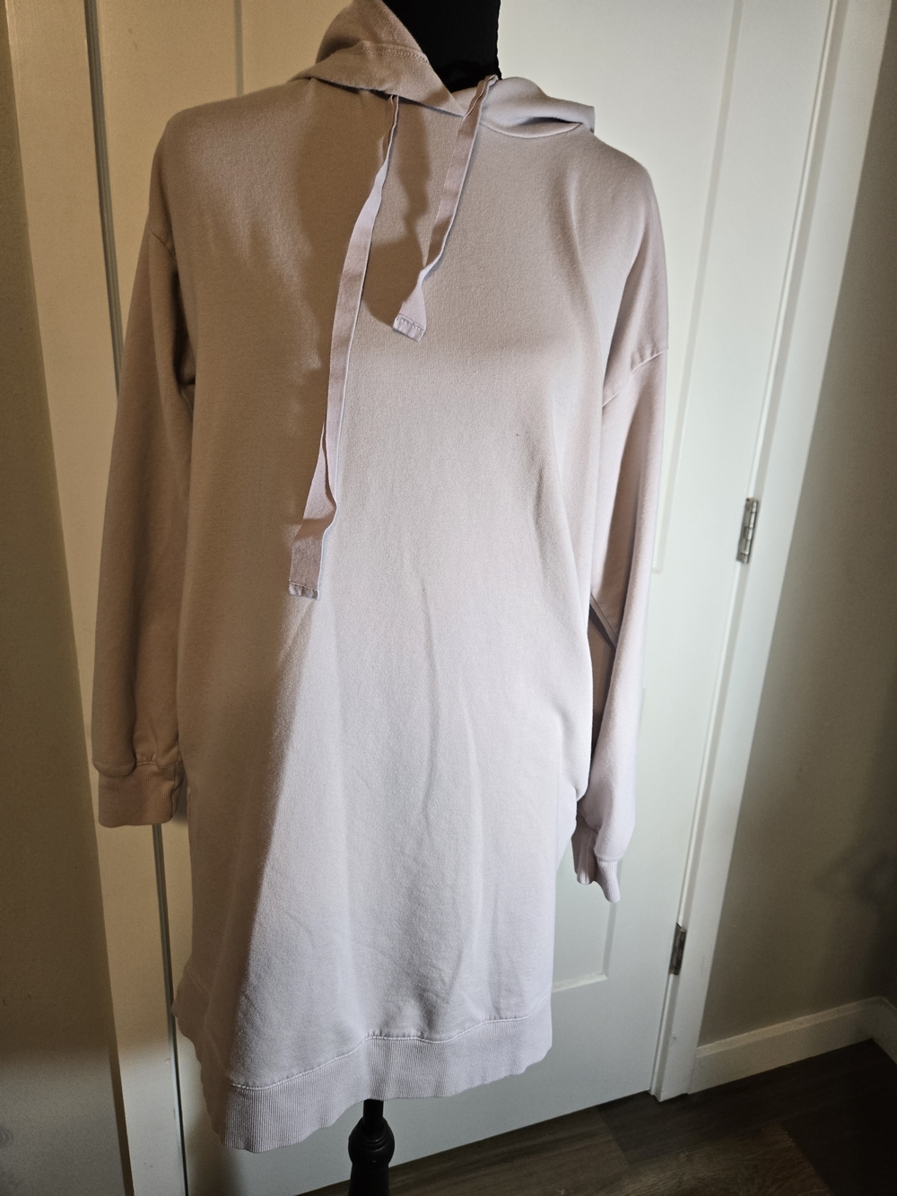 The Drop Mauve Taupe French Terry Long Sleeve Hoodie Dress S